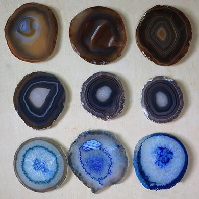 Natural Sliced Dyed Agate Coaster with Rubber Bumper