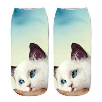 Popular style socks women men Funny Unisex Short Socks 3D Cat Printed Anklet Socks Casual christmas socks chaussette femme