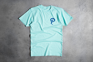 Politics Back Script Tee - Teal Blue