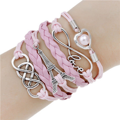 Leather bracelet multilayer charm fashion jewelry