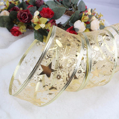 2 Yard/lot Wedding DIY Ribbons Christmas Organza Ribbon Wire Edged Organza Bling Ribbon For Wedding Decoration Party Supplies