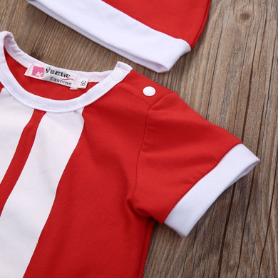 2 Pcs Newborn Infant Baby Girls Boy Santa Outfits Babies Boys Girl Christmas Jumpsuit Romper+Hat Xmas Set Clothing