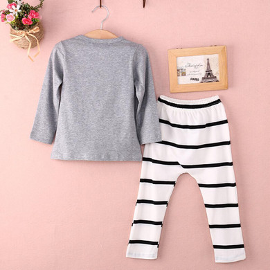 2 Pcs Babies Boy T-shirt+stripe Pants outfit,Baby boys Long Sleeve Letter Lazy days Outfits pajamas , sleepwear clothing