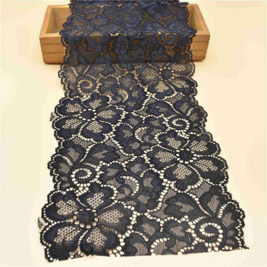 1yard elastic lace ribbon 18CM wide embroidered nigerian african lace fabric White lace trimmings for sewing accessories Wedding