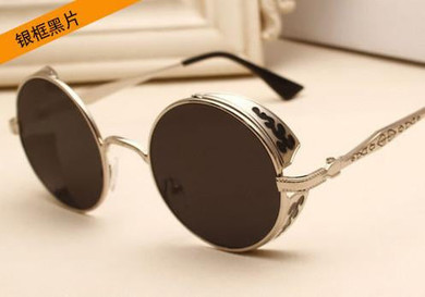 Samjune Retro Steampunk Sunglasses For Women Men, Vintage Round Metal Punk Mirror Sun Glasses oculos de sol feminino