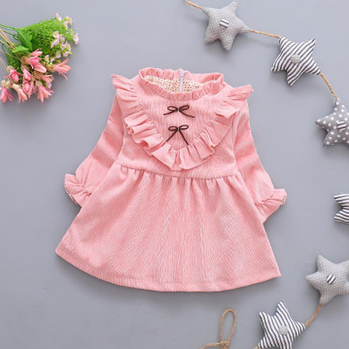 VIMIKID Baby Girls Clothes Dresses 2017 Autumn Girls Long Sleeves Dress Fashion Bowknot Baby Princess Dress Children's Clothing