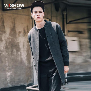 VIISHOW Winter Jacket Coat Korean Casual Trench Coat Men Slim Fit Trench Coat Long Windbreak Trench Long Trench Jacket FC05454