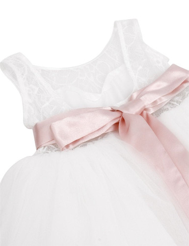2-12Y Ball Gown Prom Formal Maxi Dress Kids Girls Flower White Lace Dress for Party and Wedding Bridesmaid Floral Girl Dress