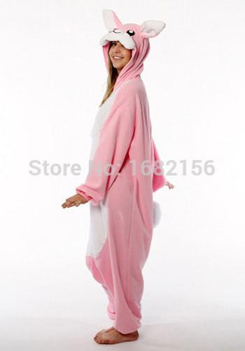 Unisex Adult Onesie Animal Kawaii Pink Rabbit Pajamas Fleece Onesie Cartoon Cosplay Costumes Sleepwear S-XL