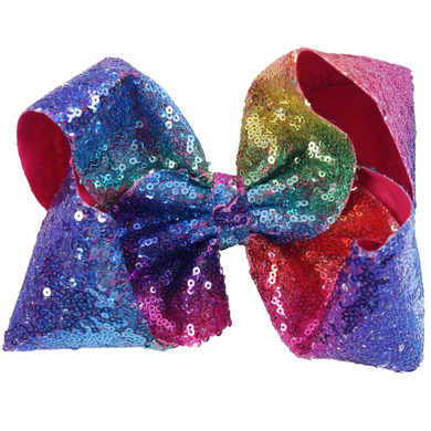 8 Pieces/lot 8" Sequin Hair Bows With Clips For Kids Girls Handmade Large Bling Rainbow Sequin Bows Hairgrips Hair Accessories