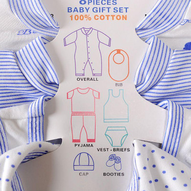 8 pcs / set Newborn Set 0-3 M Cute Horizontal Stripes Patten Baby Clothing Set Boy Girl Cotton Cartoon Underwear Kids Clothes