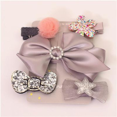 New 5pcs kids girl hair Accessories flower Bowknot Hairpin children star Cartoon crown hair clips Barrette headwear Q-2