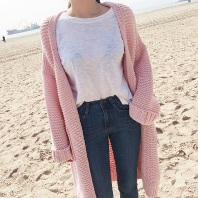 New 2017 Women Autumn Winter Sweater Long Cardigan Long-Sleeve Loose Thick Knitted Cardigan Female Sweaters Long Coat