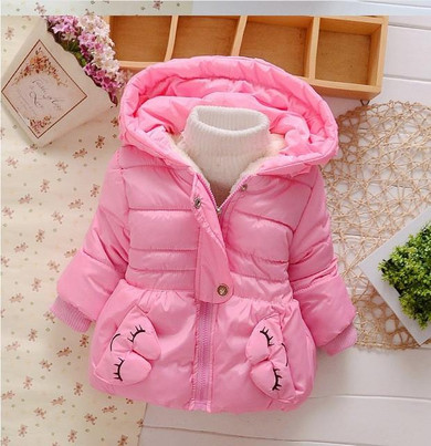New 2017 Winter kids baby snowsuit Rabbit Cartoon baby girl snowsuit Hooded Warm baby girl clothes snowsuits