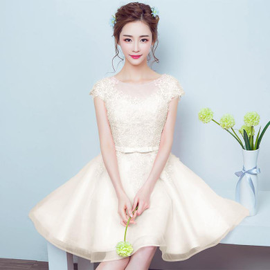New Elegant Beaded Light Pink Short Cocktail Dresses Formal Occasion Party Gowns Robe De Cocktail 2016