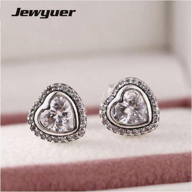 New earrings 925 Sterling Silver hearts Stud Earrings for women silver earings brinco fine jewelry Jewyuer wholesale ER001