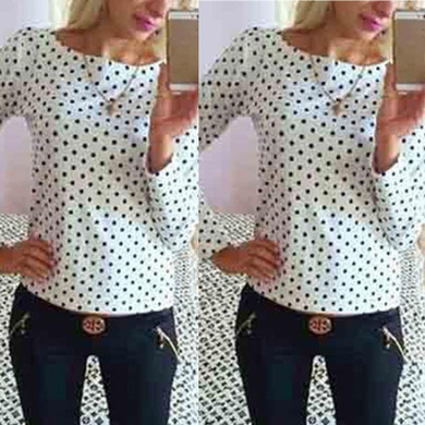 Newest Vintage Women Polka Dot Chiffon Blouse Long Sleeve Shirt Women Camisas Casual Women Blusa Tops