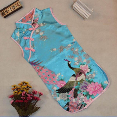 Newest Summer Style Kids Baby Girls Peacock Dress Cheongsam Chinese Qipao Floral Pattern Dresses