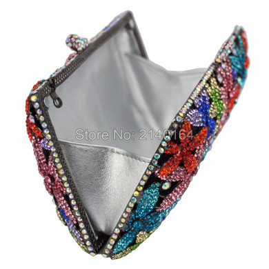 Newest stylish women evening bag Multi Crystal Evening Bag silver winding bags Crystal Luxury Clutch Bag Diamond Ladies 88415