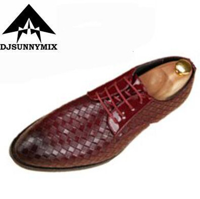 DJSUNNYMIX Brand British Men Pointed Toe Dress Shoes brown Business Married Men's Formal Shoes