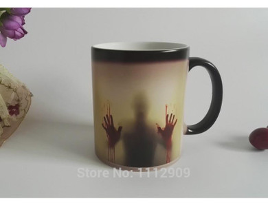 DIY Walking Dead Bloody Hands  Color Changing Coffee Mug Magic  Ceramic Zombie Coffee Cup Temperature Changing