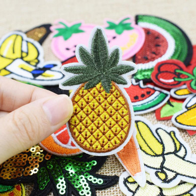 Diy fruit patches for clothing iron embroidered patch applique iron on patches sewing accessories badge stickers for clothes bag