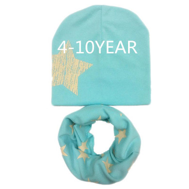 2017 new cotton star spring warm children scarf+cap sets boy girl beanies &amp;collars baby kids hats plus size for kids 4 -10 year