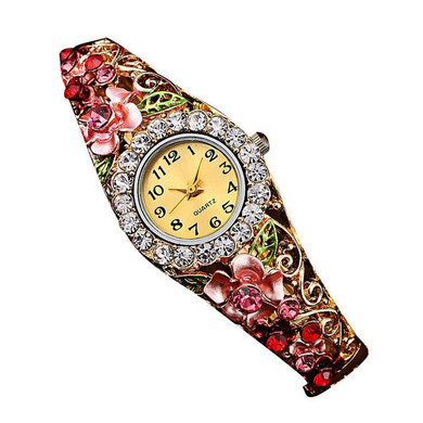 2017 New clock shion Brand quartz-watch Women Luxury Crystal Flower Bracelet Watch Quartz Wrist watches Relojes relogio feminino