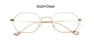 2017 New Classic Hexagon Square Clear Sunglasses Women Fashion Brand Designer Men Vintage Metal Frame Mirror Optical Sun Glasses