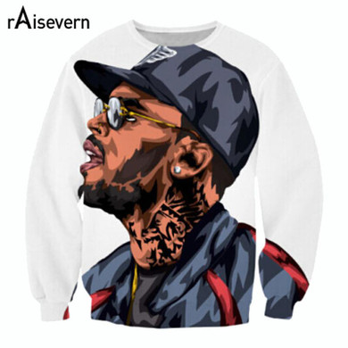 Raisevern new fashion 3D sweatshirts cartoon Chris Brown printed hoody tops man casual fitness outerwear plus size 3d clothes