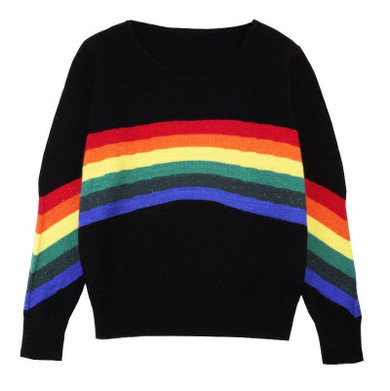 rainbow stripe pullover woman loose knit sweater