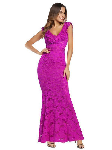 Lace Mermaid Slim Fit Sleeveless Evening Dress