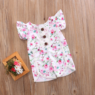Lace Floral Romper baby clothing Newborn Infant Baby Girl Romper Outfits Sunsuit Clothes 0-4Y