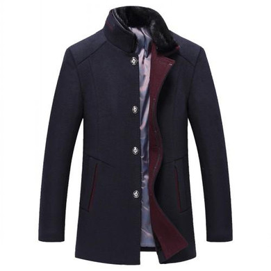 KOLMAKOV 2017 new winter high quality men's wool coats,men 38% woolen Casual trench coat With fur collar,Windbreaker jacket