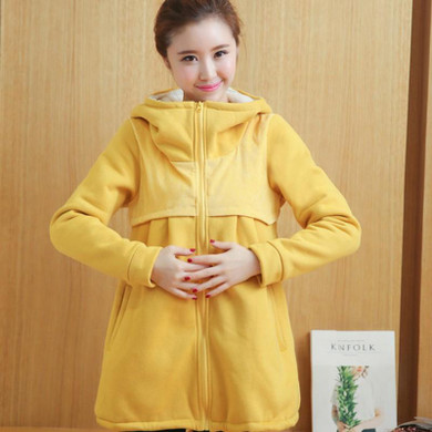Kobeinc Plus Cashmere Thick Coat For Pregnant Women Autumn Winter Warm Maternity Clothes Solid Casual Pregnancy Outerwear
