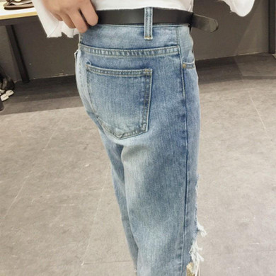 Kobeinc High Waist Denim Pants for Women Vintage Ripped Holes Jeans Harem Pantalon 2017 Autumn Vaqueros Mujer Pockets Pantalon