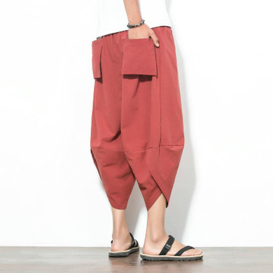 Big Size M-5XL Men Solid Color Fashion Casual Pant Summer Mens Loose Wide Leg Harem Trousers Jogger Sweatpants