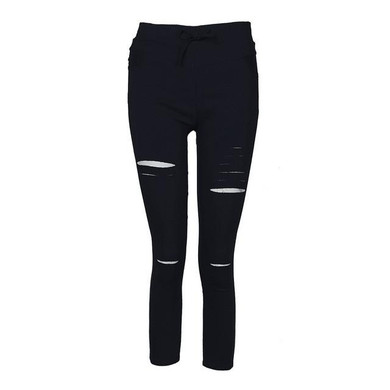 Hot Sale Vintage Hole Ripped Pants Woman Plus Size Elasticity High Waist Skinny Trousers Female Pencil Stretch Pants Jeans Jan13