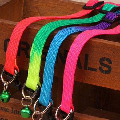 Hot Sale Rainbow Dog Cat Bell Collar Adjustable Comfortable Pet Collars For Small Dogs Puppies Pets Collars Outdoor Candy Color