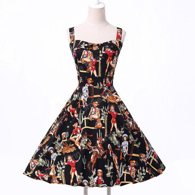 2017 Ladies 50s Rockabilly Retro Swing pinup Cocktail dress Womens Summer Style robe Vintage plus size Party Dresses Vestidos