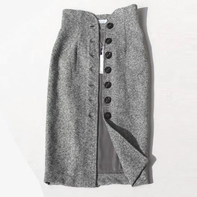 2017 Korea Autumn Winter High Waist Warm Long Wool Skirts Casual Midi Pencil Skirts Womens Saias Femininas Female Fashion Faldas