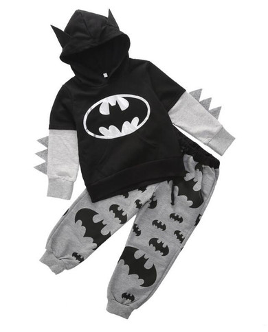 2017 Kids Spring Autumn Clothes Cotton Boys Batman Clothing Set Children Hoodies+pants 2pc Set Baby Kids Boy Sport Suit