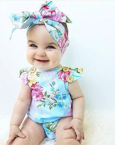 2017 Fashion Baby Romper Newborn Baby Girl Clothes Ruffles Sleeve Romper+Headband 2pcs Outfit Bebek Giyim Sunsuit