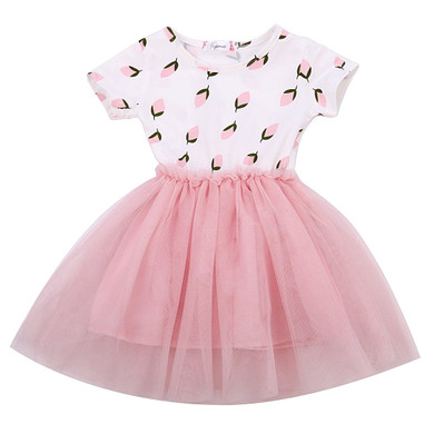 2017 Fashion Baby Kids Girl Dress Shell Polka Dot Lace Short Sleeve Tulle Tutu Party Gown Princess Formal Dresses Summer Dress