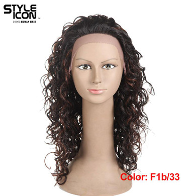 Styleicon Malaysian Virgin Hair Lace Front Human Hair Wigs Color 1B And F1B/33 Wavy Hair Wigs 18 Inch Long Free Shipping