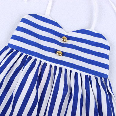 Striped Baby Girl Dress Toddler Princess Suspenders Girls Dresses Summer Baby Kids Clothes Children Clothing Bow Headband FA006