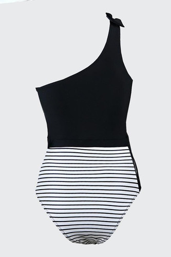 Chicnico Fashion One Shoulder Striped One Piece Bikini