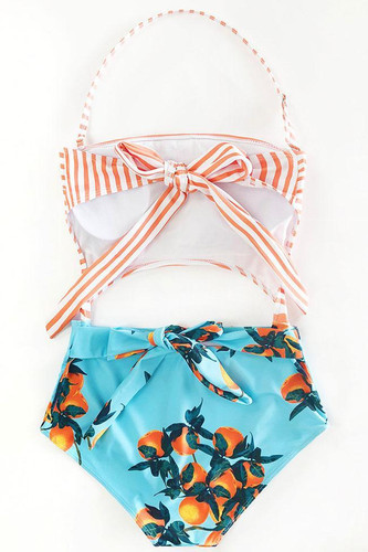Chicnico Cute Orange Print One Piece Swimsuit
