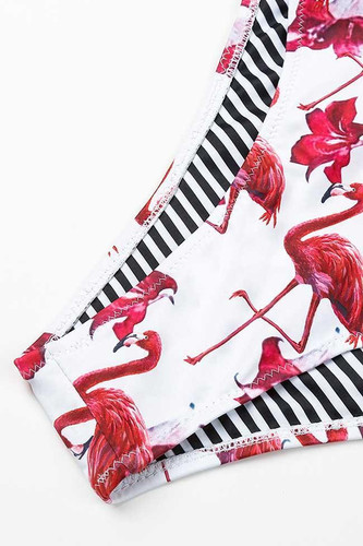 Chicnico Cute Flamingo Printed One Piece Bikini