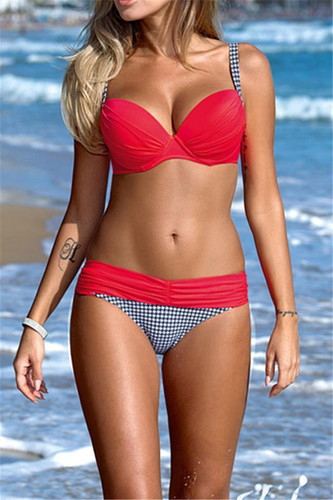 Chicnico Cute Color Block Push Up Bikini Set